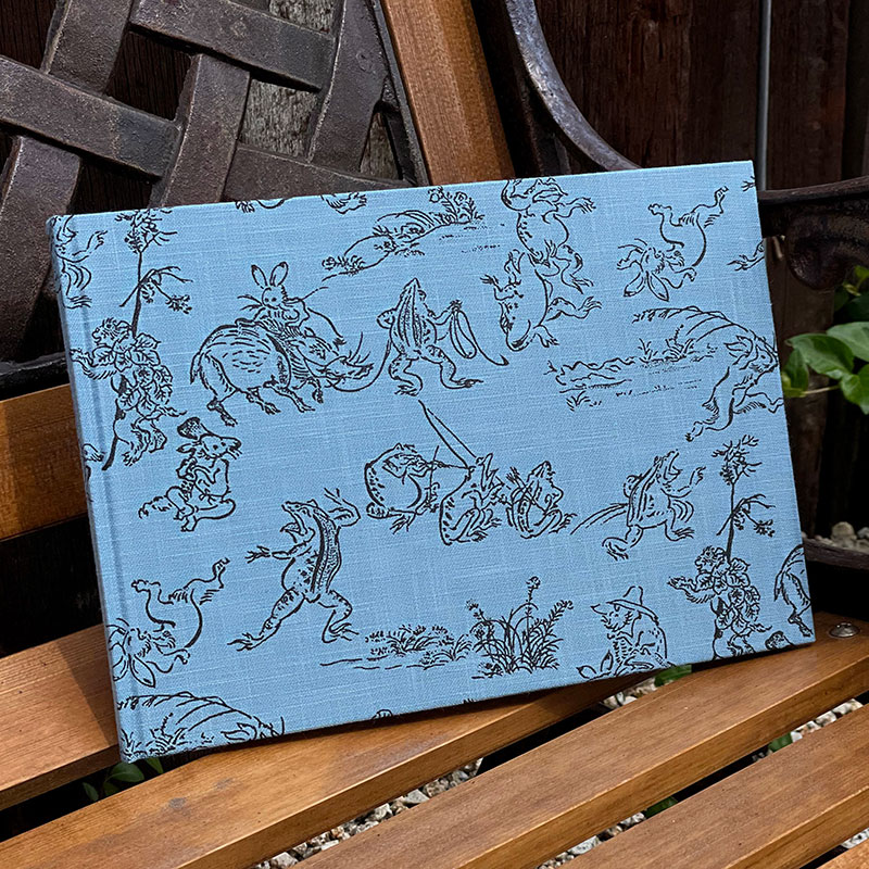 《メール便送料無料》【見開きサイズ】御朱印ホルダー/鳥獣戯画(水色)