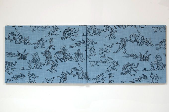 《メール便送料無料》【見開きサイズ】御朱印ホルダー/鳥獣戯画(水色)