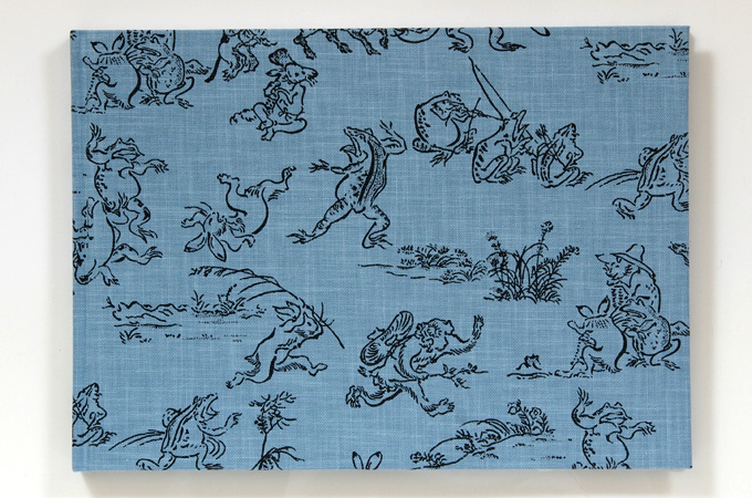 《メール便送料無料》【見開きサイズ】御朱印ホルダー/鳥獣戯画(水色)