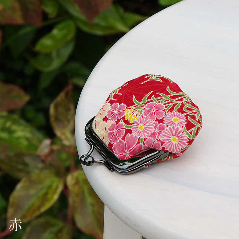 お賽銭用がま口財布/ 麻の葉撫子(紺/赤)