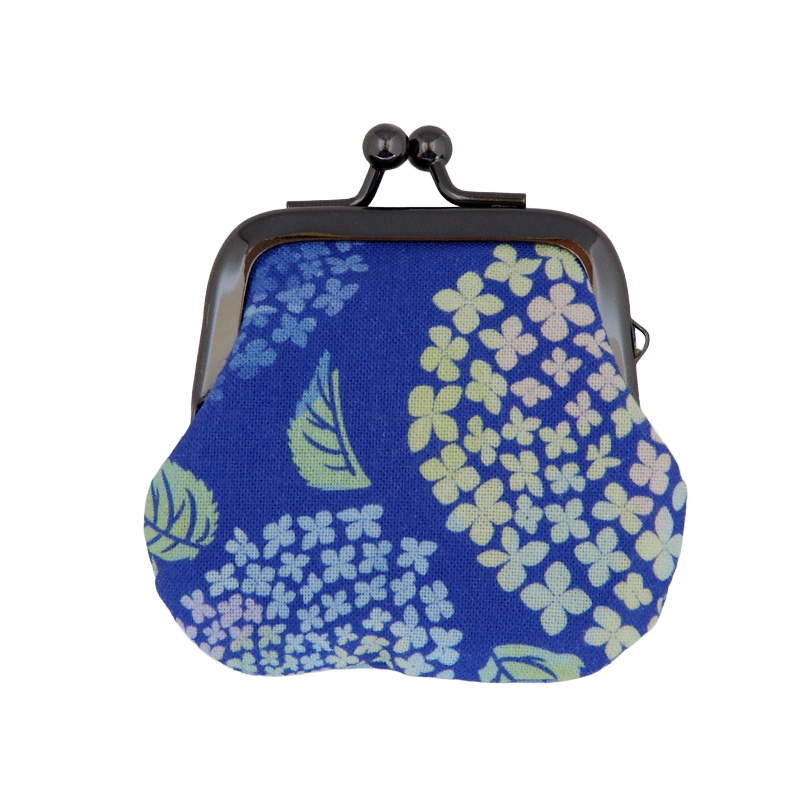 お賽銭用がま口財布/水彩紫陽花(青)