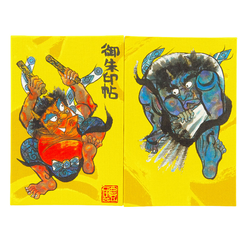 《ネコポス送料無料》【大判サイズ】墨絵御朱印帳(納経帳)【風神雷神】