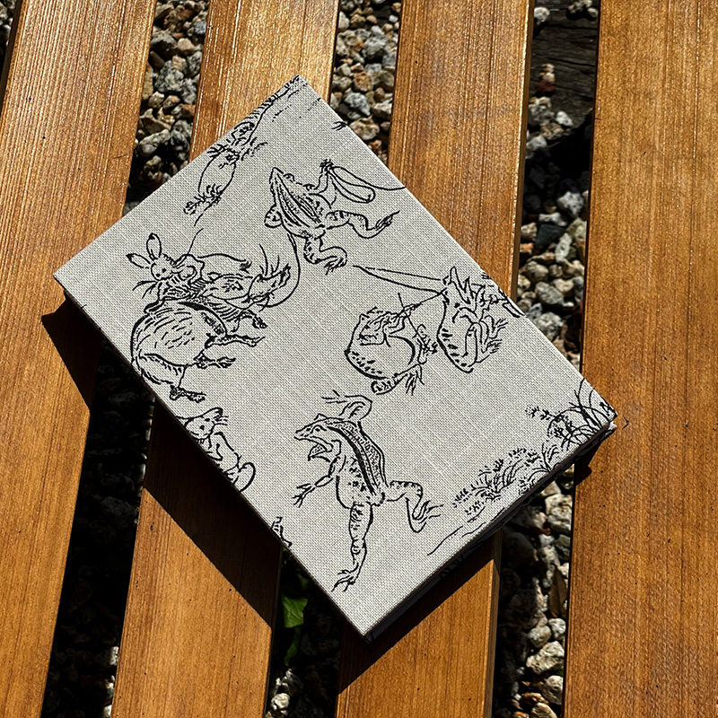【三十三ヶ所納経帖】鳥獣戯画 ビニールカバー付 表題ラベル付 大判 蛇腹 /ネコポス送料無料