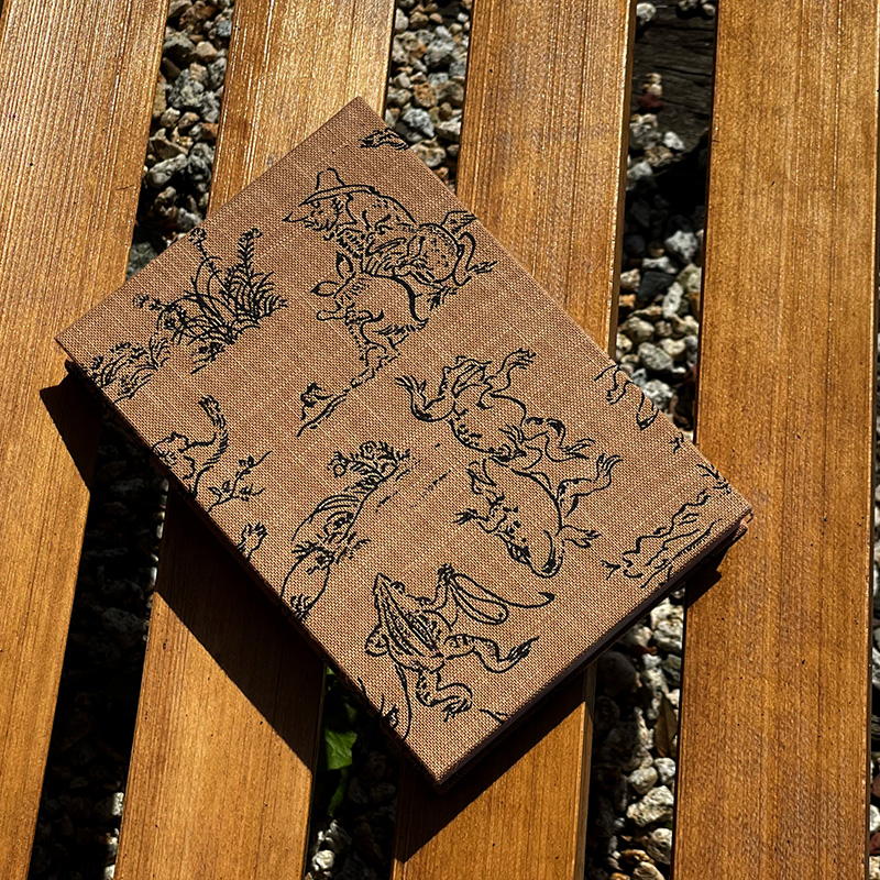【三十三ヶ所納経帖】鳥獣戯画 ビニールカバー付 表題ラベル付 大判 蛇腹 /ネコポス送料無料