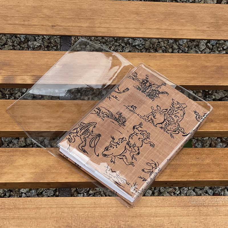 【三十三ヶ所納経帖】鳥獣戯画 ビニールカバー付 表題ラベル付 大判 蛇腹 /ネコポス送料無料