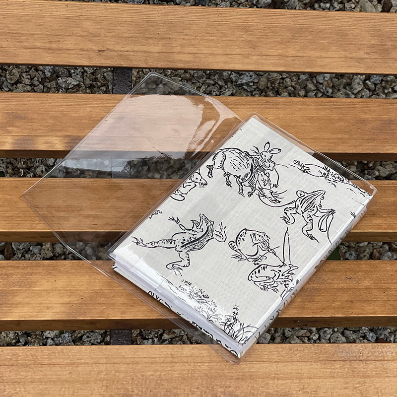 【三十三ヶ所納経帖】鳥獣戯画 ビニールカバー付 表題ラベル付 大判 蛇腹 /ネコポス送料無料