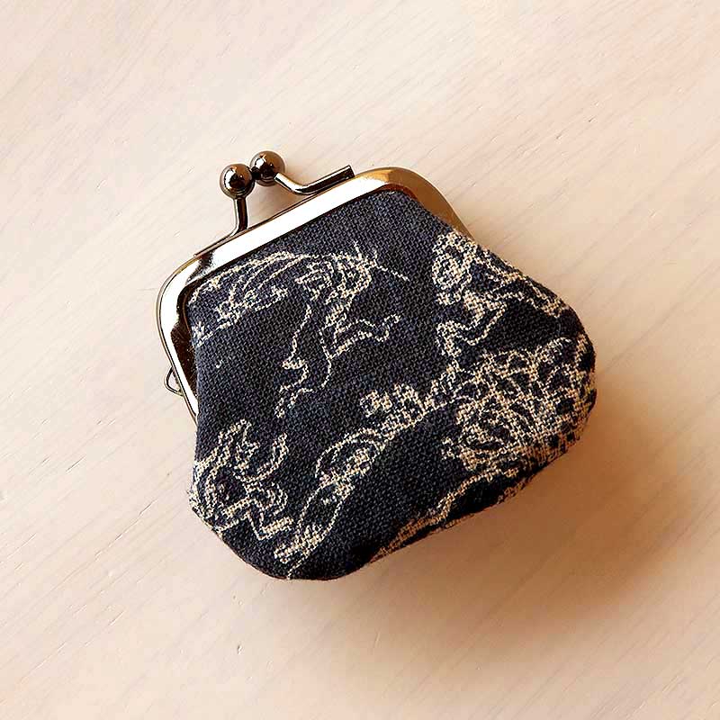 お賽銭用がま口/鳥獣戯画(薄茶/紺)