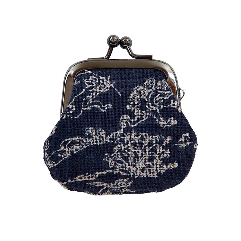 お賽銭用がま口/鳥獣戯画(薄茶/紺)