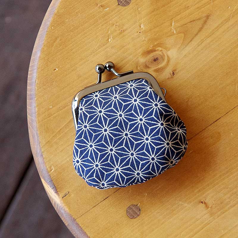 お賽銭用がま口/麻の葉(紺)