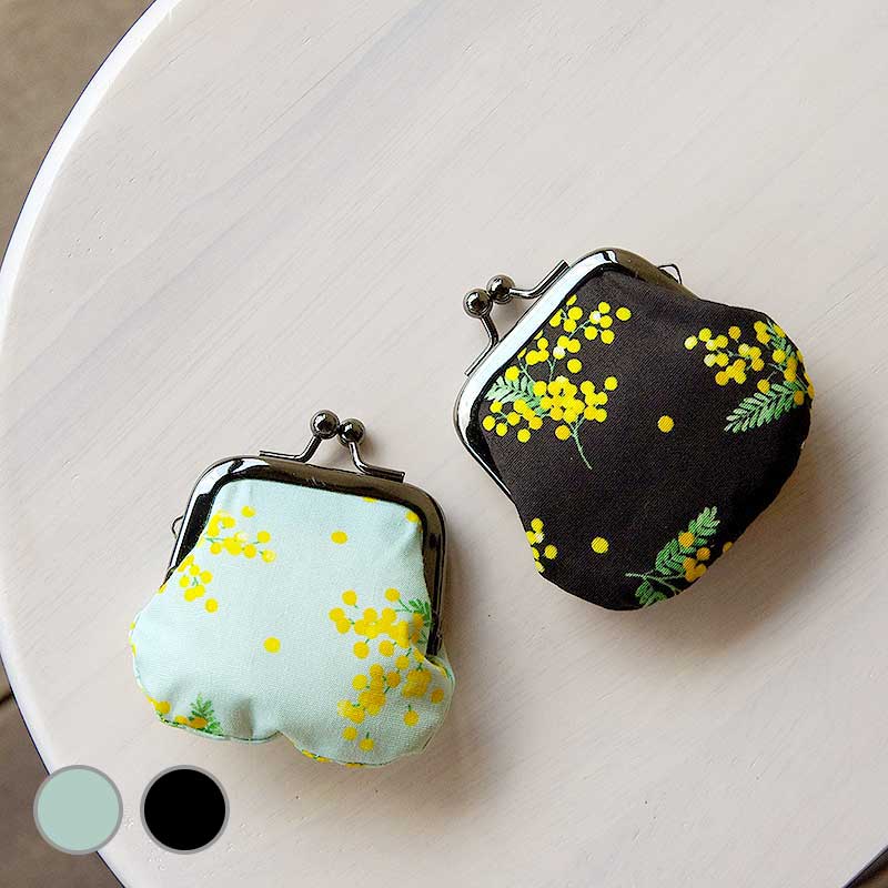 お賽銭用がま口財布/ ミモザ(黒/ミント/キナリ)