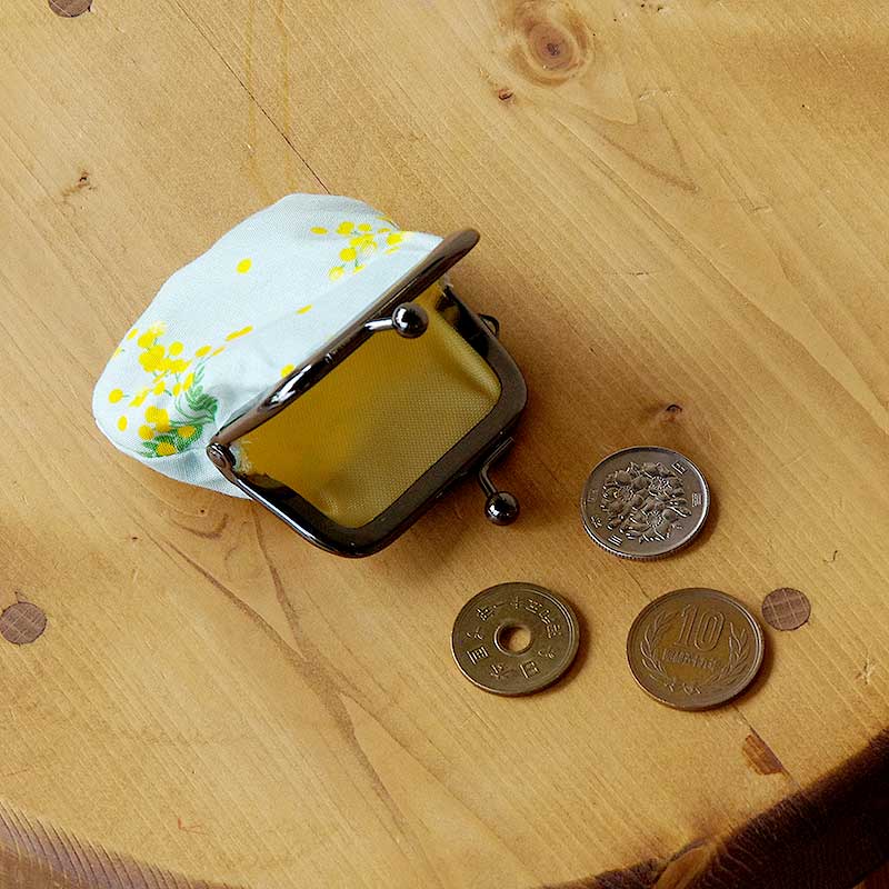 お賽銭用がま口財布/ ミモザ(黒/ミント/キナリ)