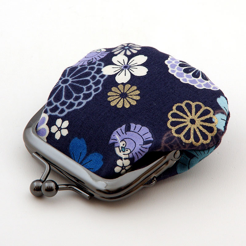 お賽銭用がま口/ ふくら雀(青)