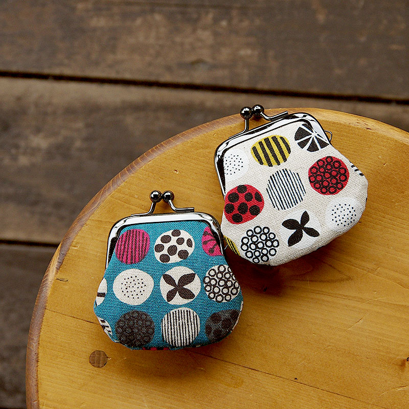 お賽銭用がま口/北欧の蝶(スモーキーブルー/キナリ)