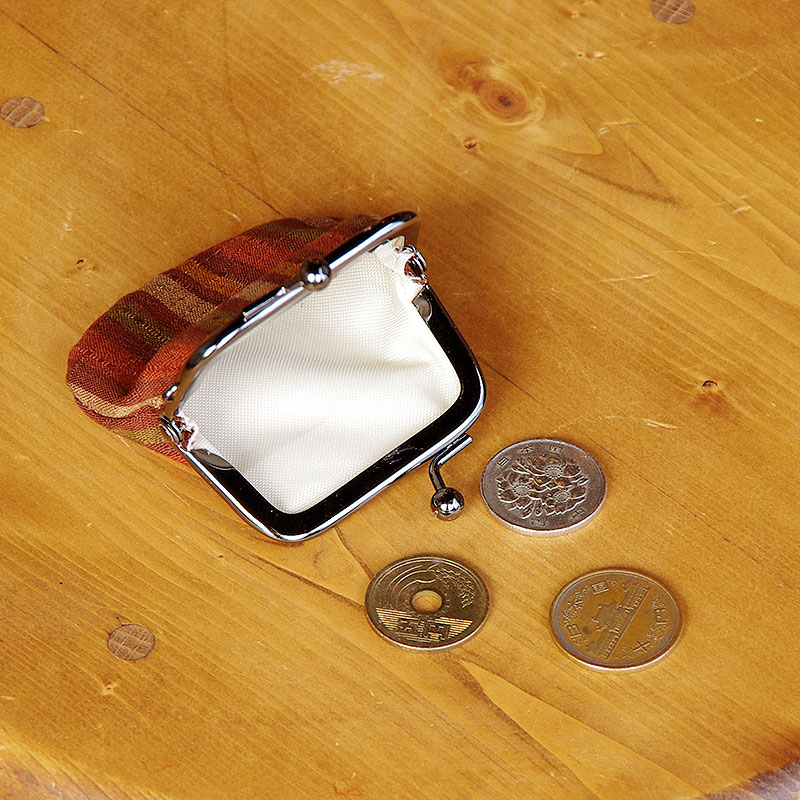 お賽銭用がま口/滝節縞模様(黒/茶)