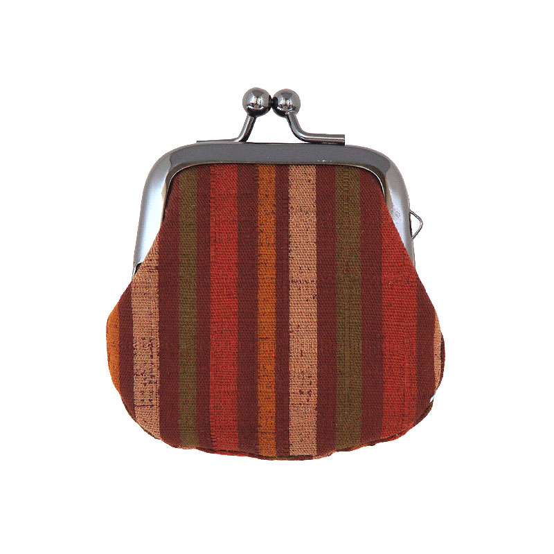 お賽銭用がま口/滝節縞模様(黒/茶)