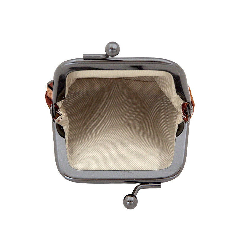 お賽銭用がま口/滝節縞模様(黒/茶)