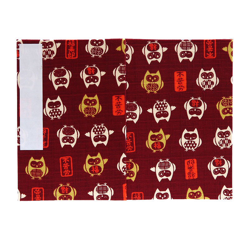 《ネコポス送料無料》 大判 御朱印帳(納経帳) 福福フクロウ(紺/エンジ) 蛇腹タイプ