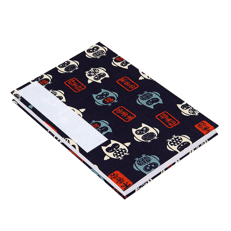 《ネコポス送料無料》 大判 御朱印帳(納経帳) 福福フクロウ(紺/エンジ) 蛇腹タイプ