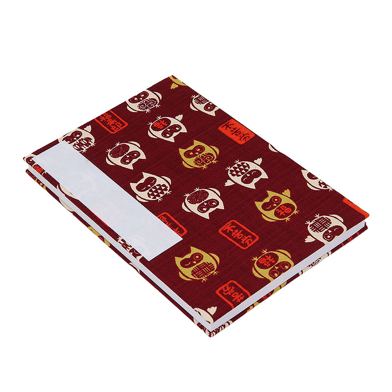 《ネコポス送料無料》 大判 御朱印帳(納経帳) 福福フクロウ(紺/エンジ) 蛇腹タイプ