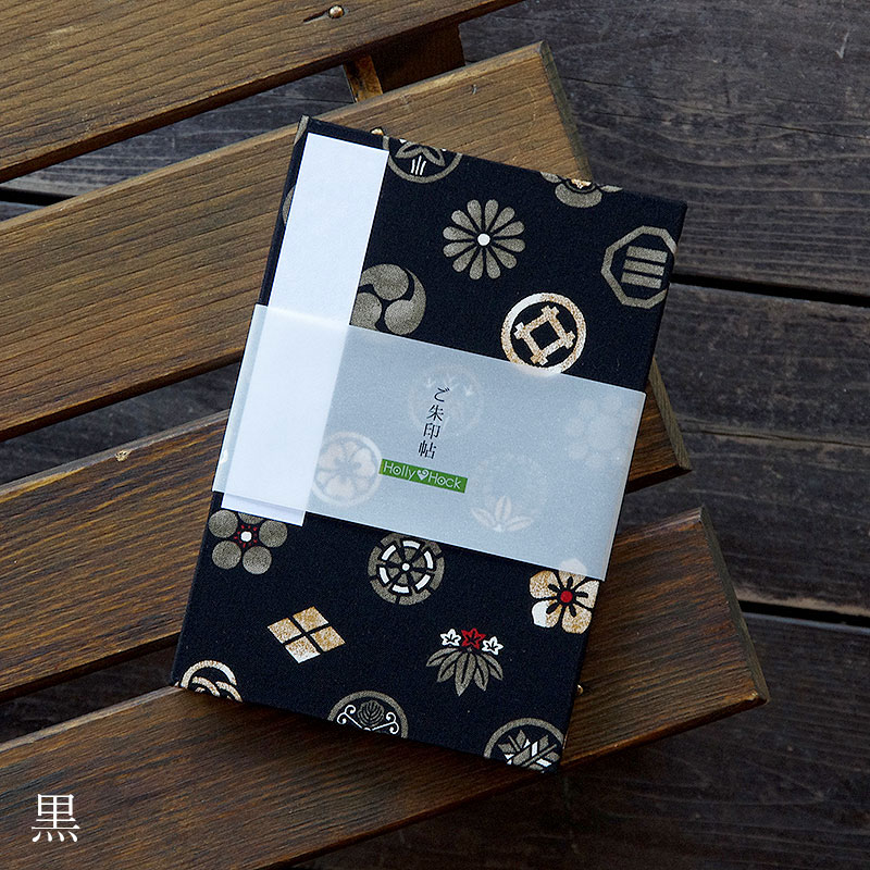 《ネコポス送料無料》 大判 御朱印帳(納経帳) 色付き家紋 蛇腹タイプ