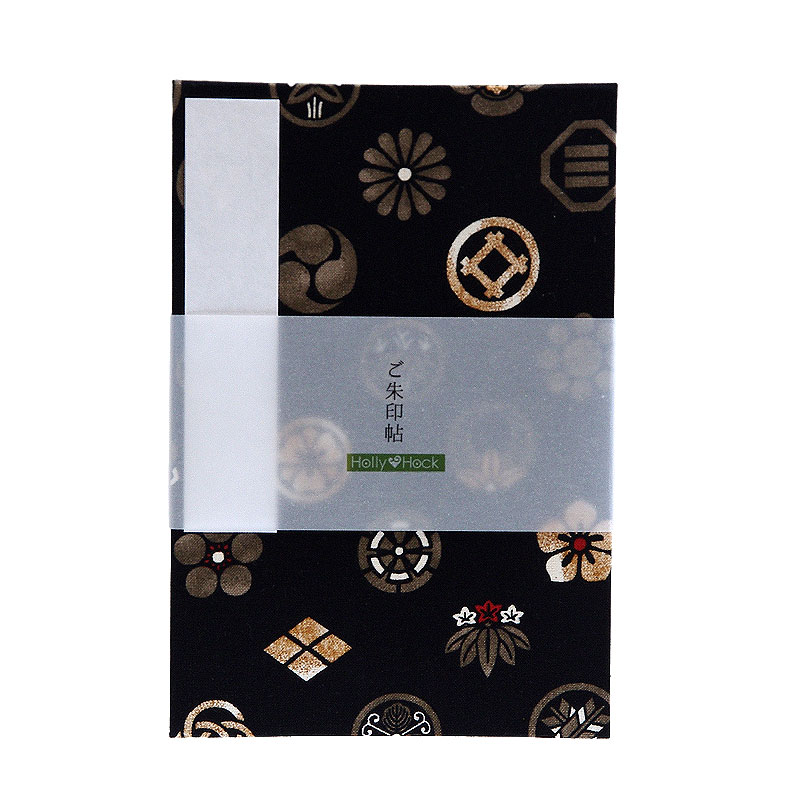 《ネコポス送料無料》 大判 御朱印帳(納経帳) 色付き家紋 蛇腹タイプ