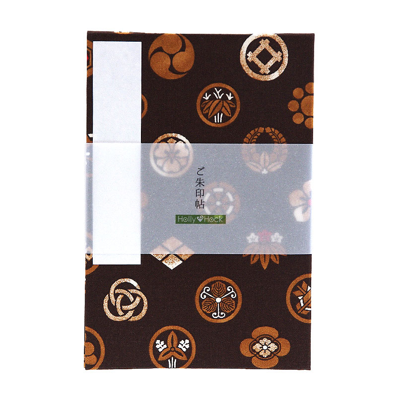 《ネコポス送料無料》 大判 御朱印帳(納経帳) 色付き家紋 蛇腹タイプ