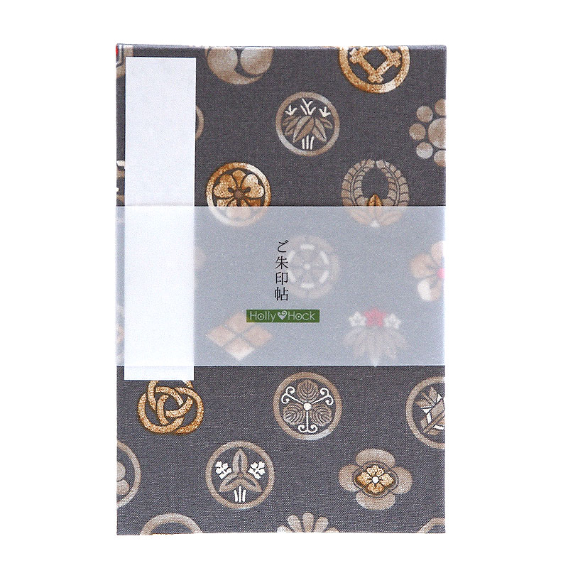 《ネコポス送料無料》 大判 御朱印帳(納経帳) 色付き家紋 蛇腹タイプ