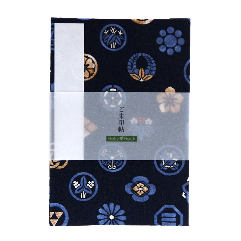 《ネコポス送料無料》 大判 御朱印帳(納経帳) 色付き家紋 蛇腹タイプ