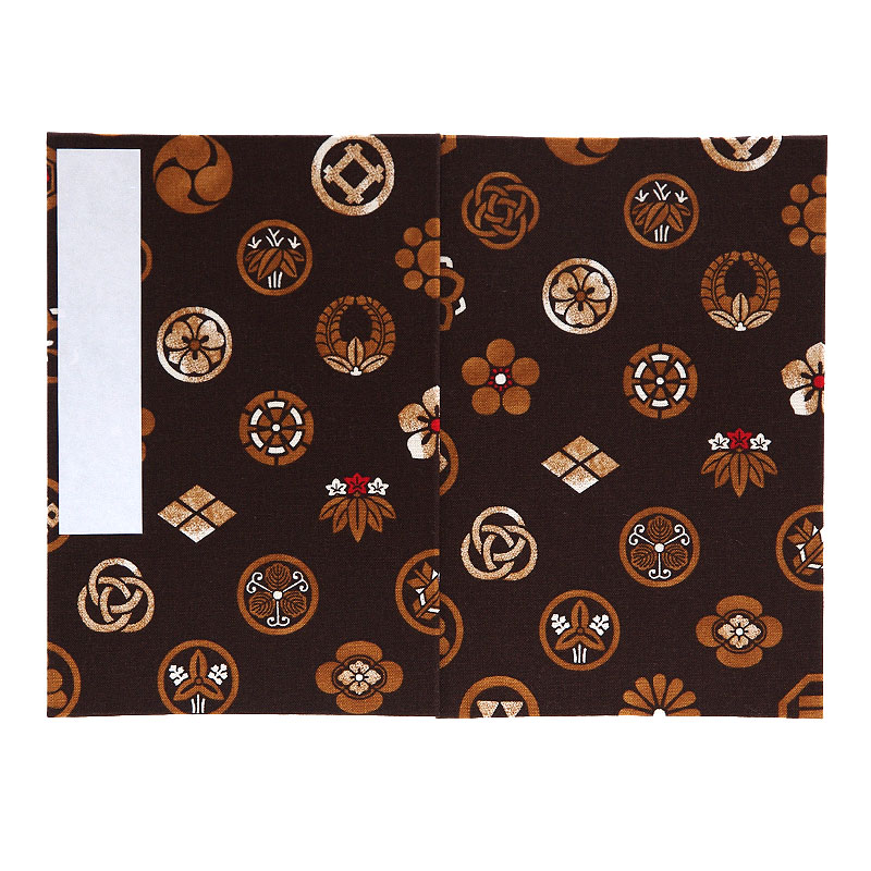 《ネコポス送料無料》 大判 御朱印帳(納経帳) 色付き家紋 蛇腹タイプ