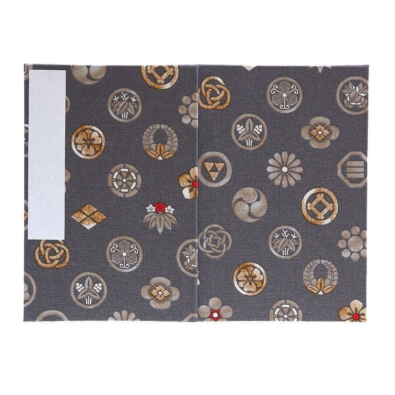 《ネコポス送料無料》 大判 御朱印帳(納経帳) 色付き家紋 蛇腹タイプ