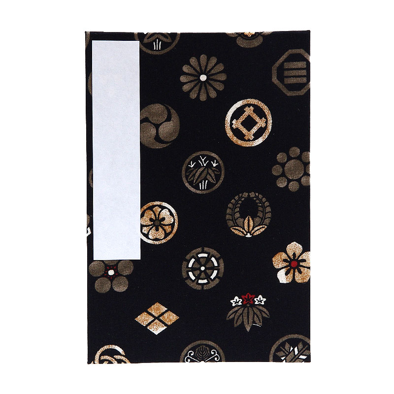 《ネコポス送料無料》 大判 御朱印帳(納経帳) 色付き家紋 蛇腹タイプ