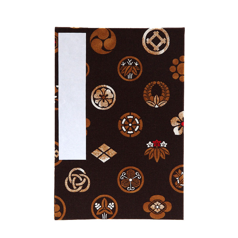 《ネコポス送料無料》 大判 御朱印帳(納経帳) 色付き家紋 蛇腹タイプ