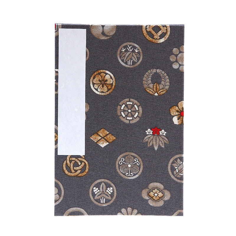 《ネコポス送料無料》 大判 御朱印帳(納経帳) 色付き家紋 蛇腹タイプ