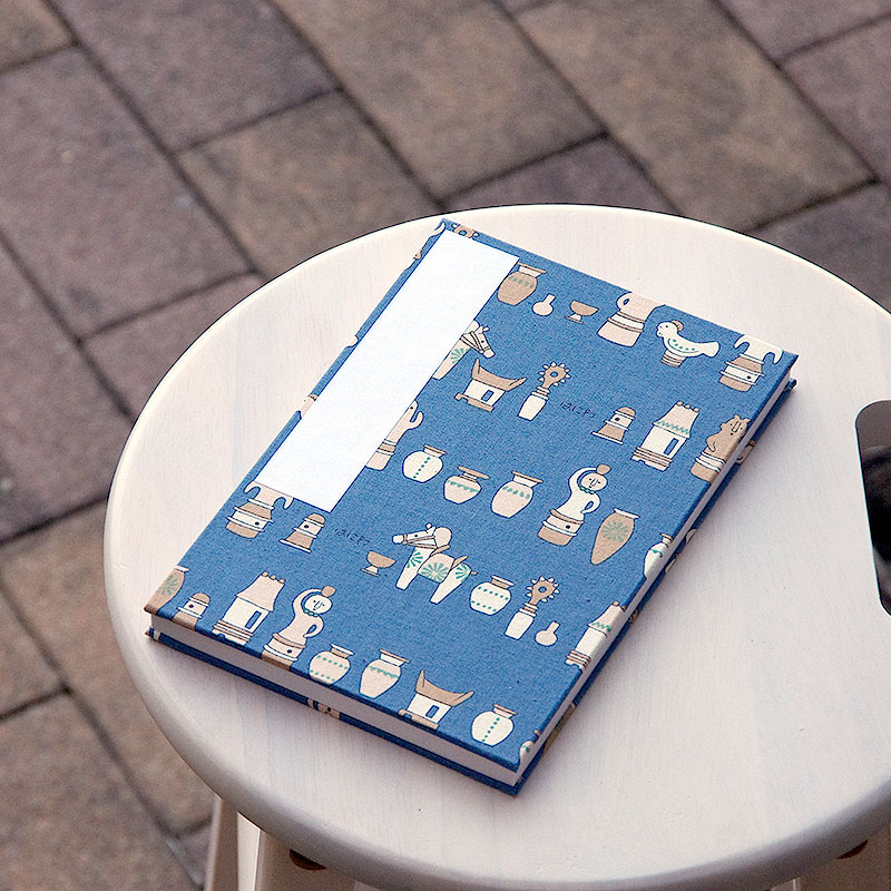 《ネコポス送料無料》 大判 御朱印帳(納経帳) はにわ(ブルー/ブラウン) 蛇腹タイプ