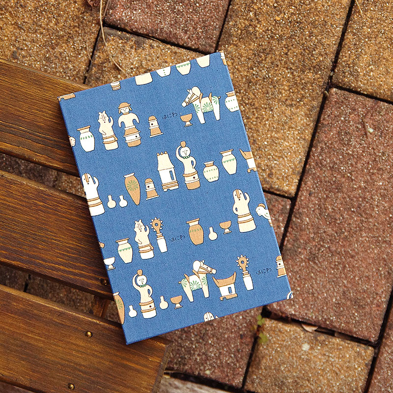 《ネコポス送料無料》 大判 御朱印帳(納経帳) はにわ(ブルー/ブラウン) 蛇腹タイプ