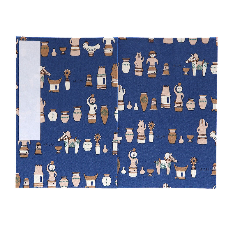 《ネコポス送料無料》 大判 御朱印帳(納経帳) はにわ(ブルー/ブラウン) 蛇腹タイプ