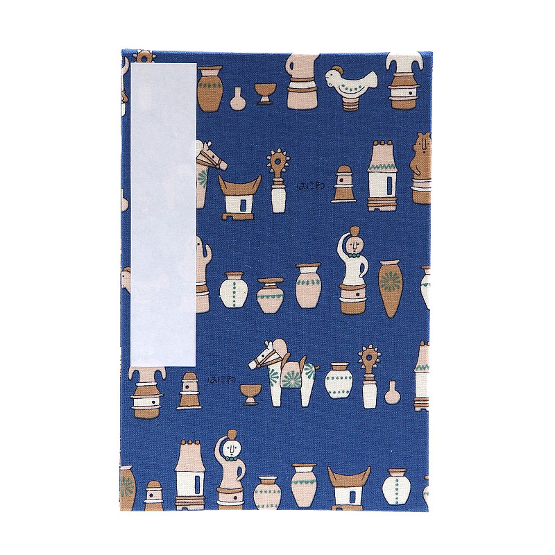 《ネコポス送料無料》 大判 御朱印帳(納経帳) はにわ(ブルー/ブラウン) 蛇腹タイプ