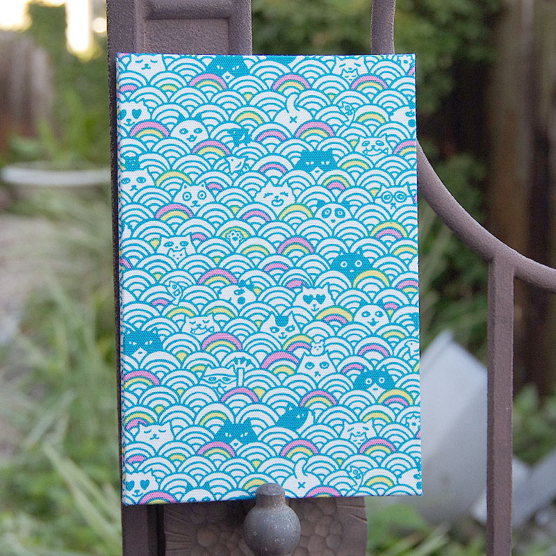 《ネコポス送料無料》 大判 御朱印帳(納経帳) 青海波猫かくれんぼ 3色 蛇腹タイプ