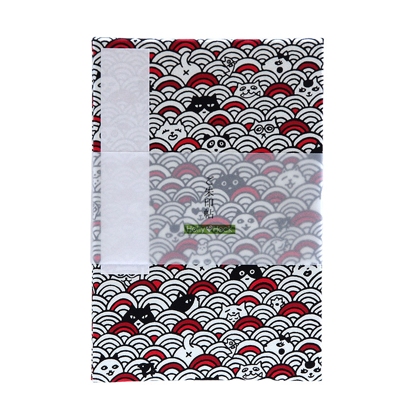 《ネコポス送料無料》 大判 御朱印帳(納経帳) 青海波猫かくれんぼ 3色 蛇腹タイプ