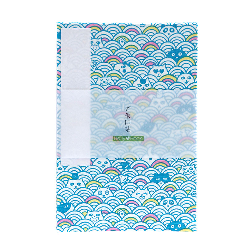 《ネコポス送料無料》 大判 御朱印帳(納経帳) 青海波猫かくれんぼ 3色 蛇腹タイプ