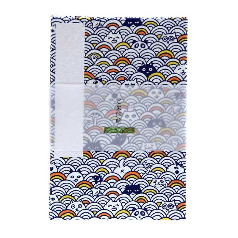 《ネコポス送料無料》 大判 御朱印帳(納経帳) 青海波猫かくれんぼ 3色 蛇腹タイプ