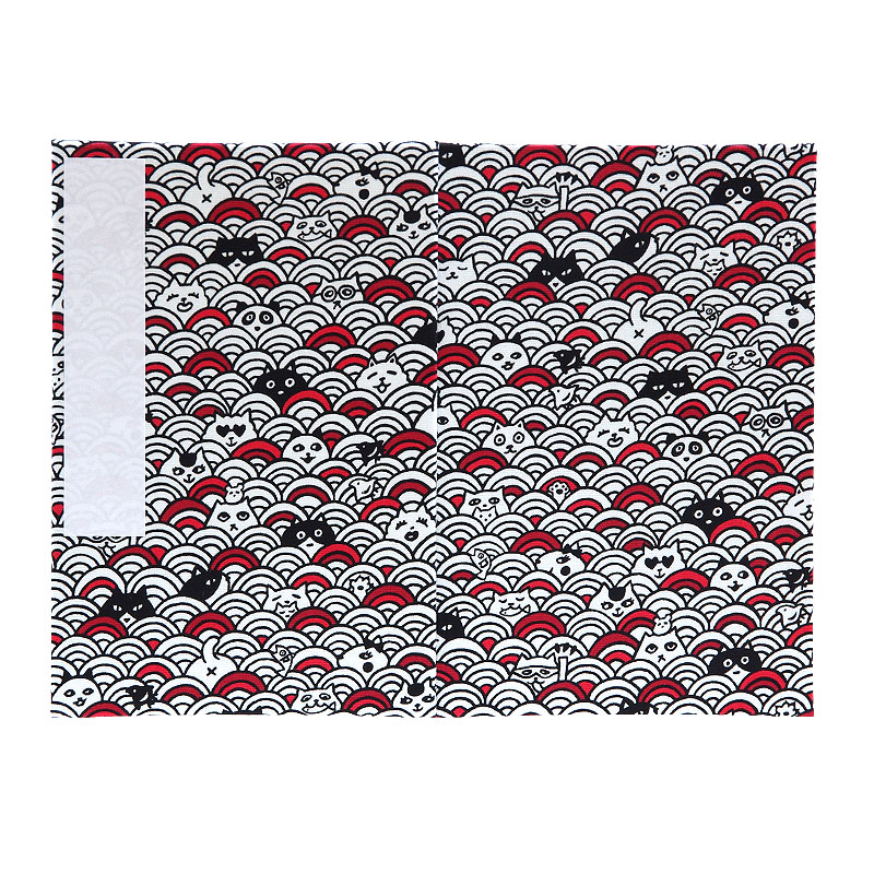 《ネコポス送料無料》 大判 御朱印帳(納経帳) 青海波猫かくれんぼ 3色 蛇腹タイプ