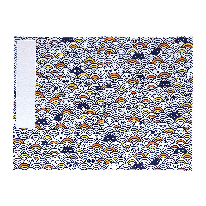 《ネコポス送料無料》 大判 御朱印帳(納経帳) 青海波猫かくれんぼ 3色 蛇腹タイプ