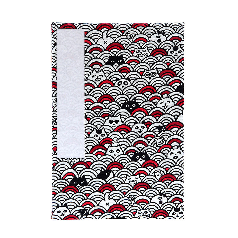 《ネコポス送料無料》 大判 御朱印帳(納経帳) 青海波猫かくれんぼ 3色 蛇腹タイプ