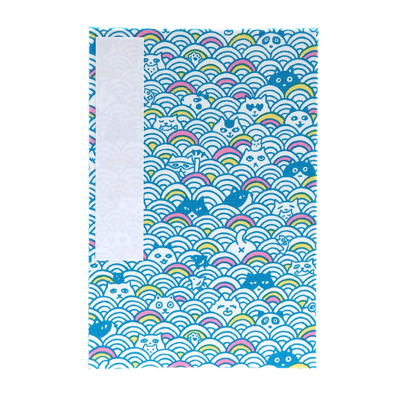 《ネコポス送料無料》 大判 御朱印帳(納経帳) 青海波猫かくれんぼ 3色 蛇腹タイプ