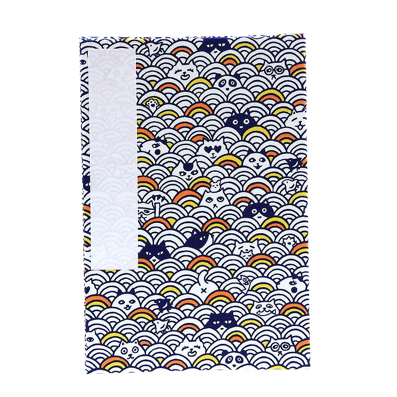 《ネコポス送料無料》 大判 御朱印帳(納経帳) 青海波猫かくれんぼ 3色 蛇腹タイプ