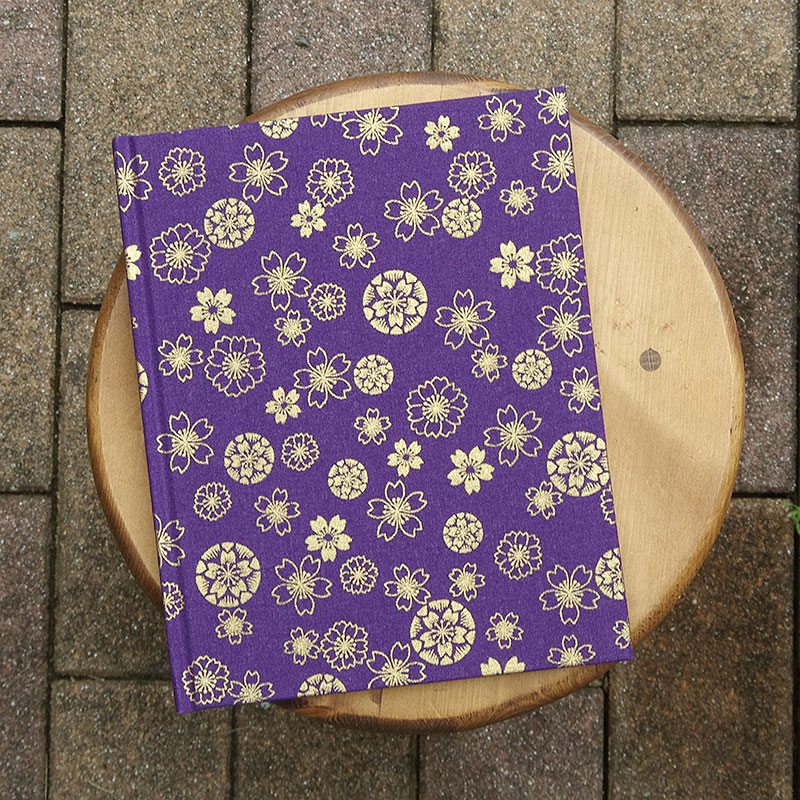 《ネコポス送料無料》【書置き御朱印専用】御朱印ホルダー/こがね和桜(紫/白)