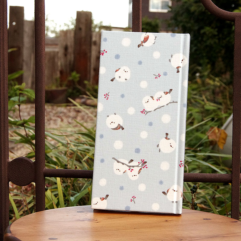 《ネコポス送料無料》 おみくじ帖/おみくじ帳 シマエナガと赤い実(グレー/水色/ピンク)