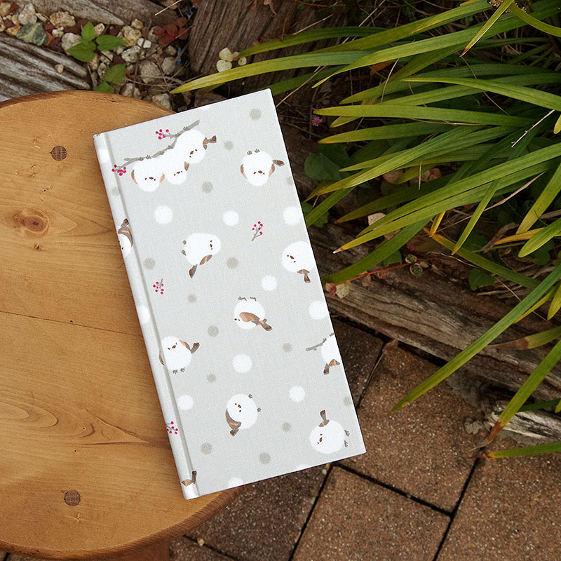 《ネコポス送料無料》 おみくじ帖/おみくじ帳 シマエナガと赤い実(グレー/水色/ピンク)