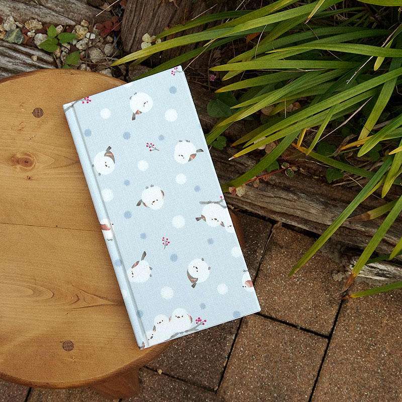 《ネコポス送料無料》 おみくじ帖/おみくじ帳 シマエナガと赤い実(グレー/水色/ピンク)